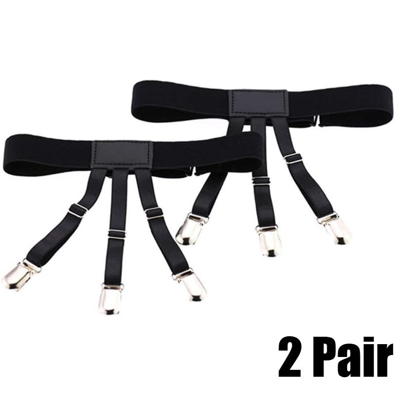 1-4 Pair Men Shirt Stays Belt Black With Non-slip Locking Clips Keep Shirt Tucked Leg Thigh Adjustable Suspender Garters