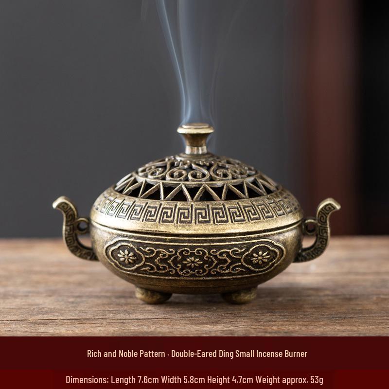 

Nepal Retro Creative Double-Ear Mini Incense Burner with Auspicious Clouds Design for Home Use