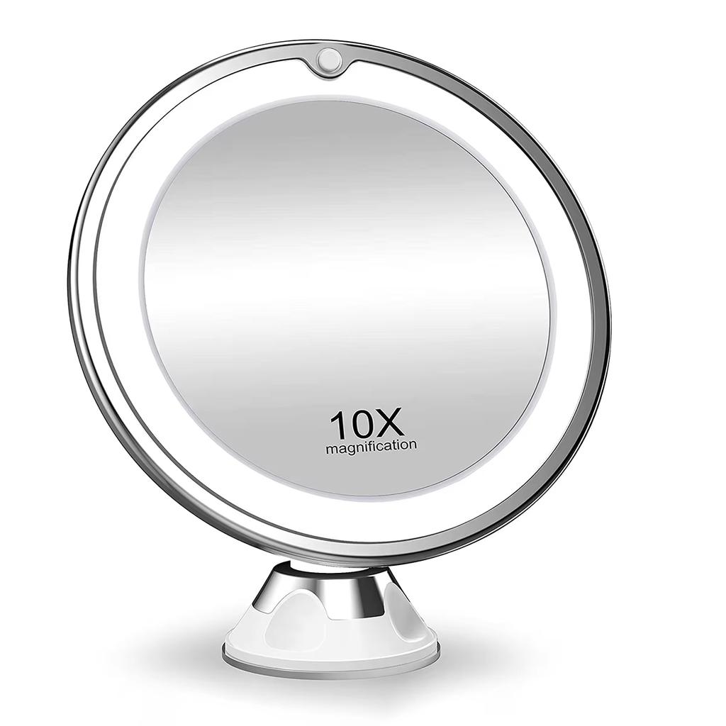 Flexible 10X Magnifying Makeup Mirror With LED Light And Touch Screen, Portable Dressing Table Mirror Powered By Dry Battery For