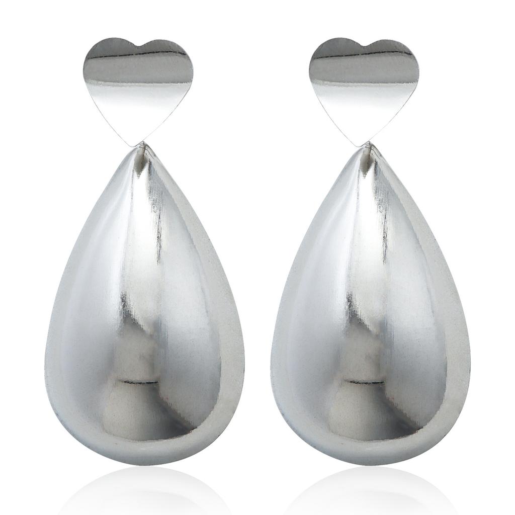 INS Wind Simple Smooth Love Water Drop Metal Earrings Fashion Exaggerated Geometric Heart Stud Earrings Earrings