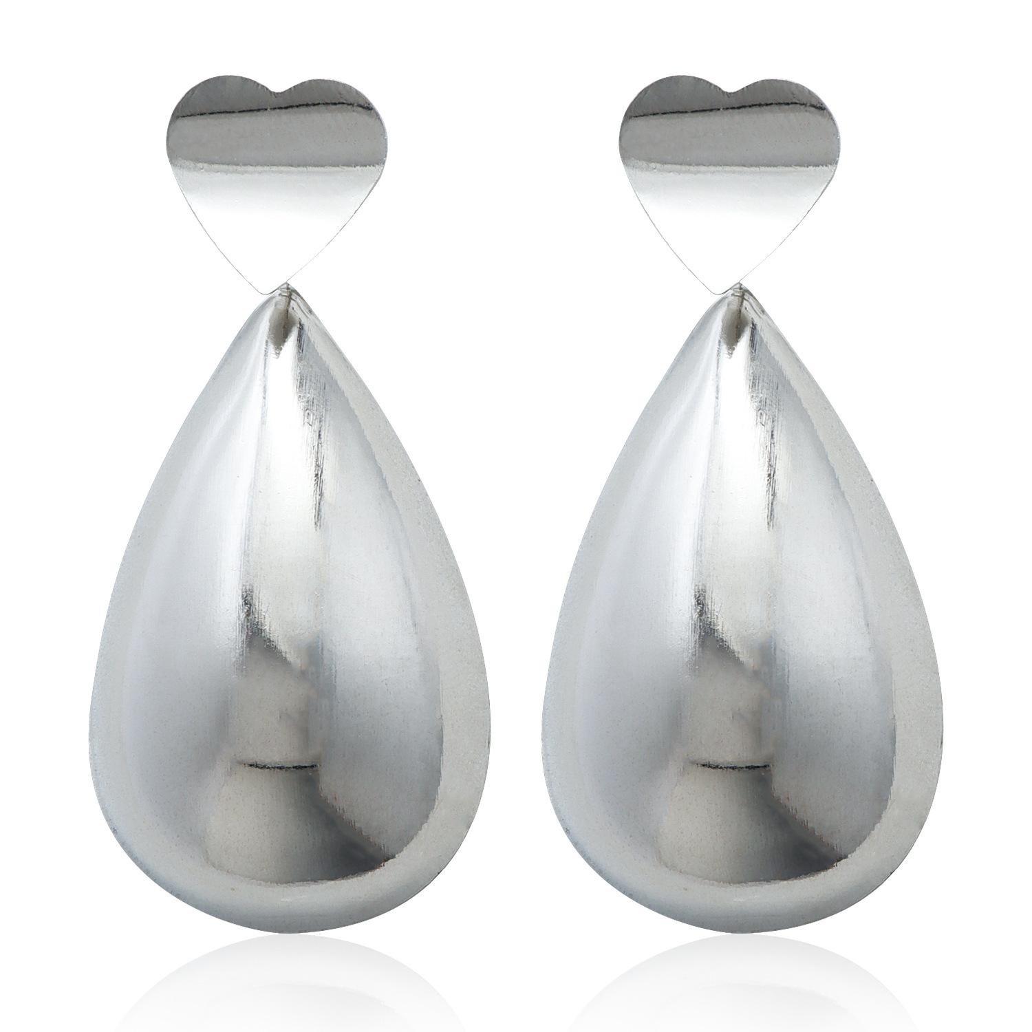 Простые серьги-капли из металла в стиле Ins Wind, гладкие, любовь, мода, преувеличенные геометрические серьги-пусеты в форме сердца, трансграничные женские серьги