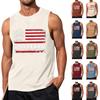 Men's Casual Sleeveless Tank Top Printed Sports Vest Lightweight Breathable Muscle Shirt for Outdoor Gym Workout Running