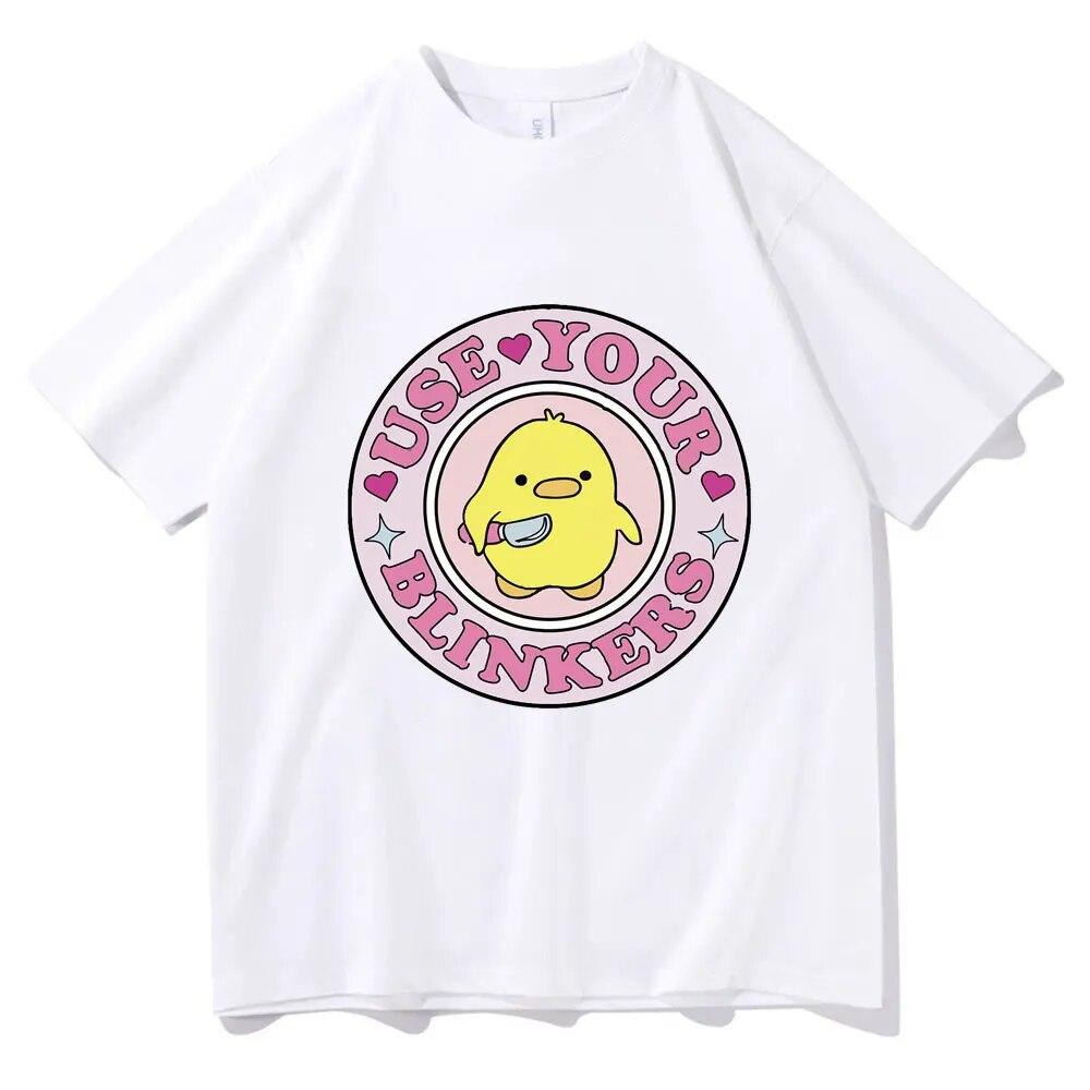Anime Use Your Blinkers Funny Duck Meme Tričko Módní Oversized Ležérní 100% bavlna Tričko s krátkým rukávem Volné Kreslené tričko