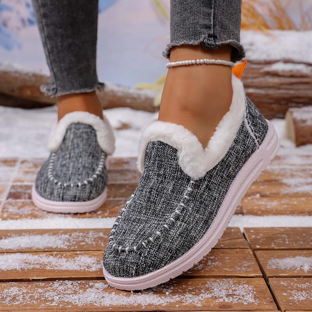 Winter new thick-soled snow boots women's fleece thickened fluff warm large size sewn bag women's cotton shoes