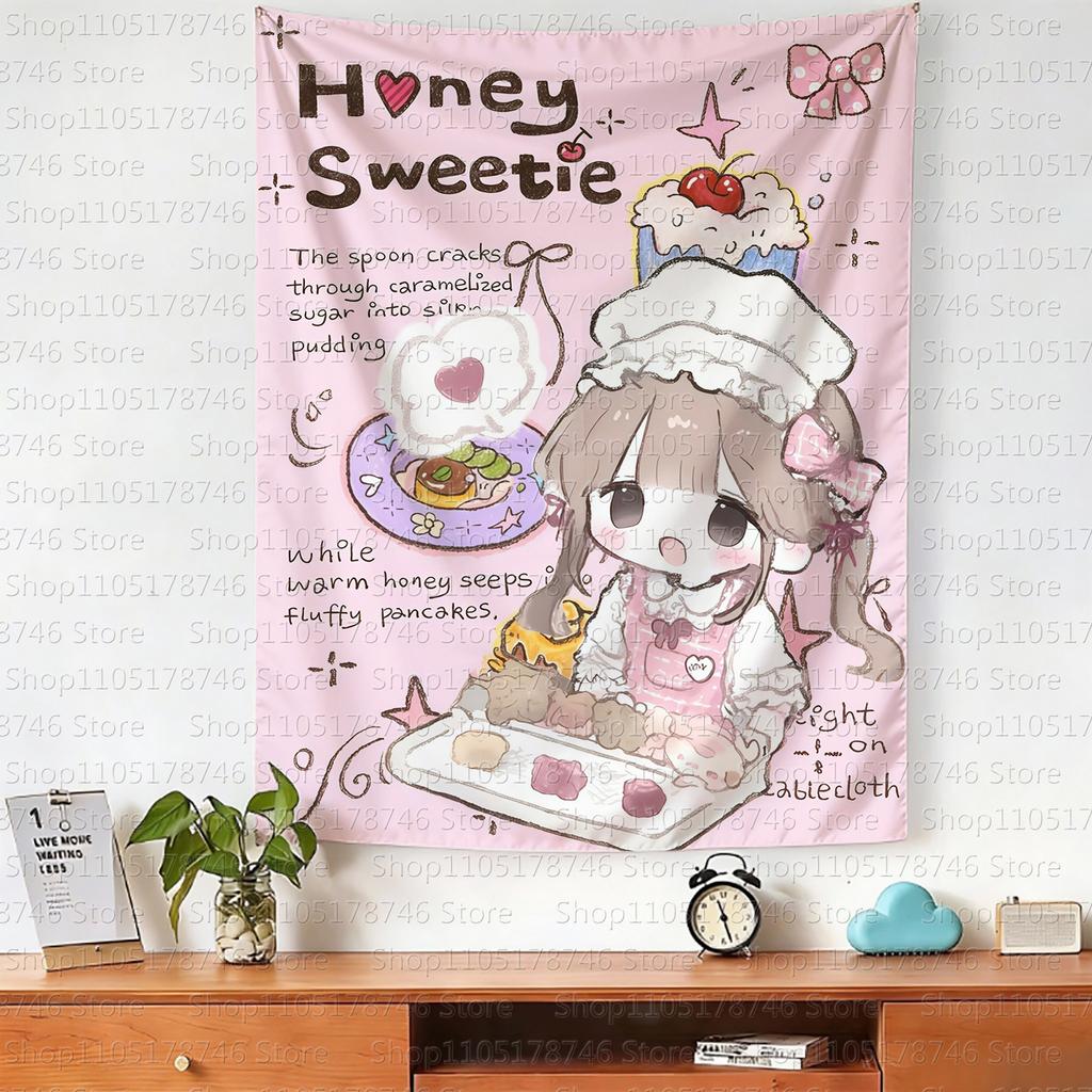 Kawaii Huisdecoratie Wandkleed Schattig Huisdecoratie Wandkleed Anime Roze Meisje Wandkleed Schattig Meisje Wandkleed