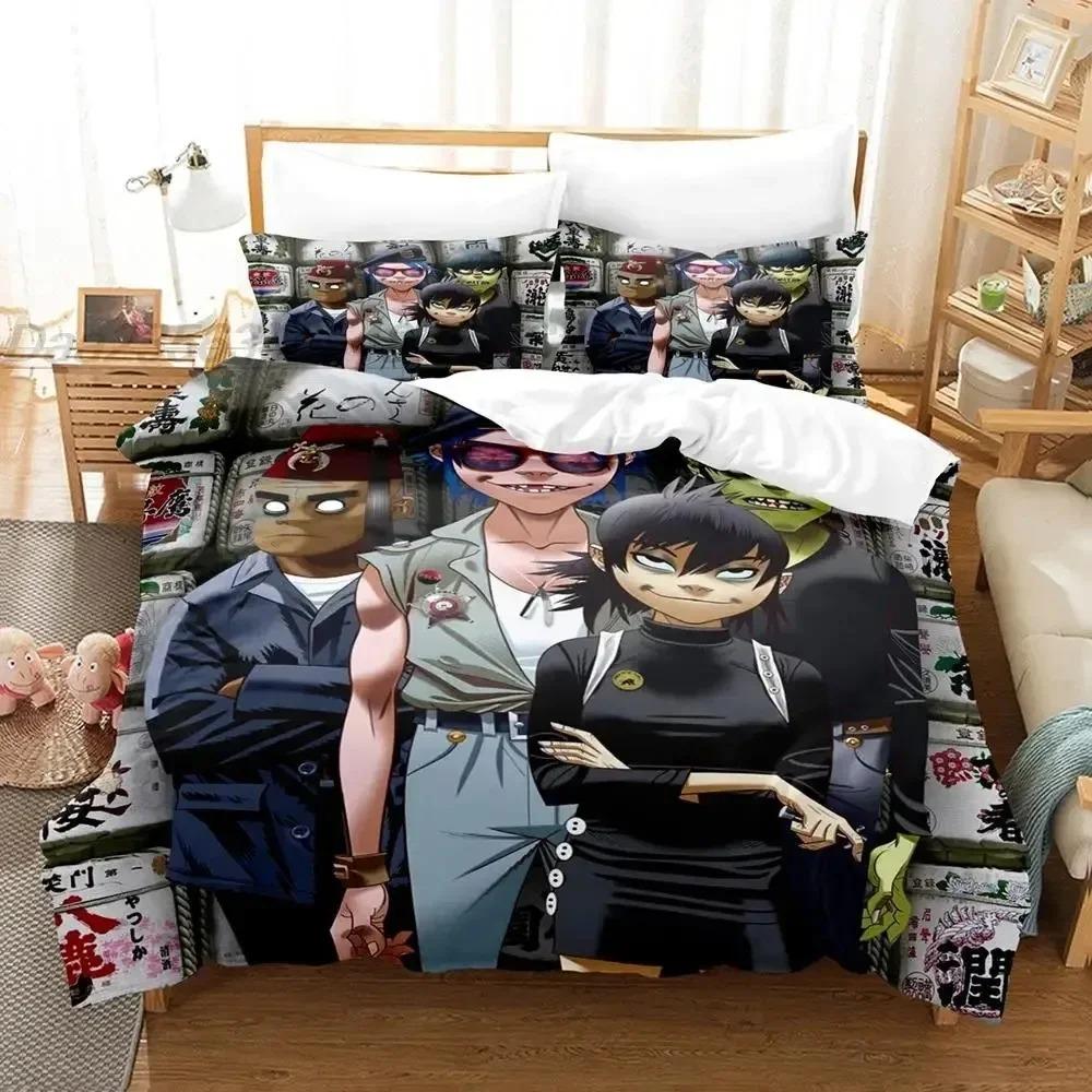 3D Printed Band Gorillaz Anime Duvet Cover Pillowcase Bedding Set Adult Boy Girl Bedroom Decoration Twin Full Queen King Size