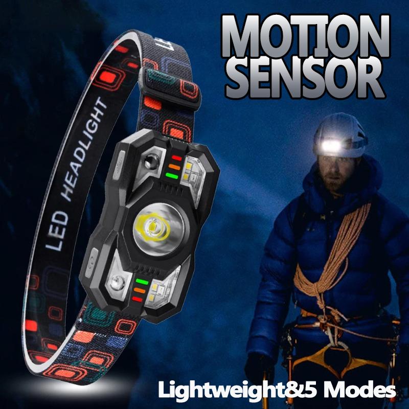 Adjustable LED Flashlight Headlamp Rechargeable Super Bright Head Torch Camping Fishing Cycling Hiking Motion Sensor Headlights