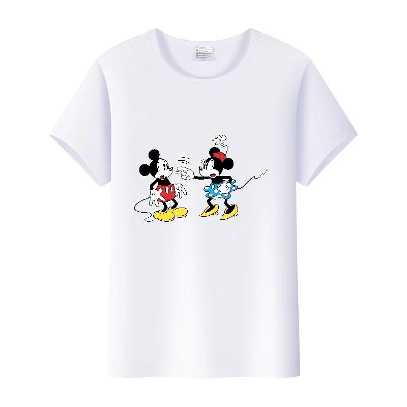 Fashion Disney Cartoon Men Tshirt Female Tops Summer Women Short Sleeve T-shirt Gothic Tee Ladies Mickey Mouse Graphic Clothes