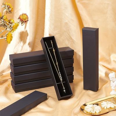 6 Piece Black Kraft Rectangular Cardboard Jewelry Box, Cushion Necklace Bracelet Kraft Box, Perfect for Birthdays, Anniversaries, Weddings!