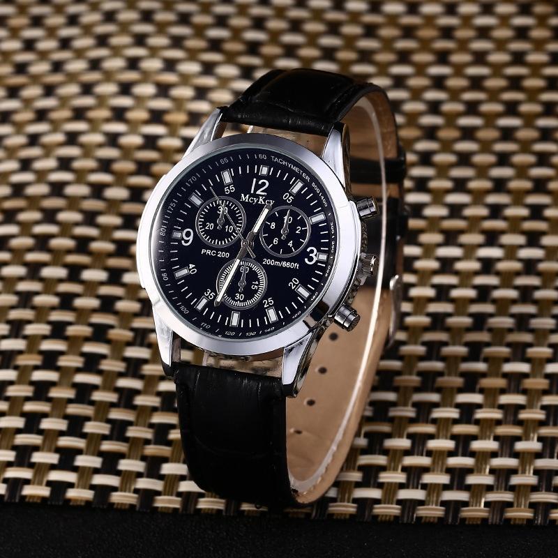 Hot Selling Men's Watch With Three-eye Blue Glass Belt Quartz Watch Casual Style Gift Watch