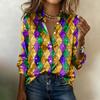 Camicia da donna, camicetta, stampa, bottoni, manica lunga, casual, basic, colletto, regolare
