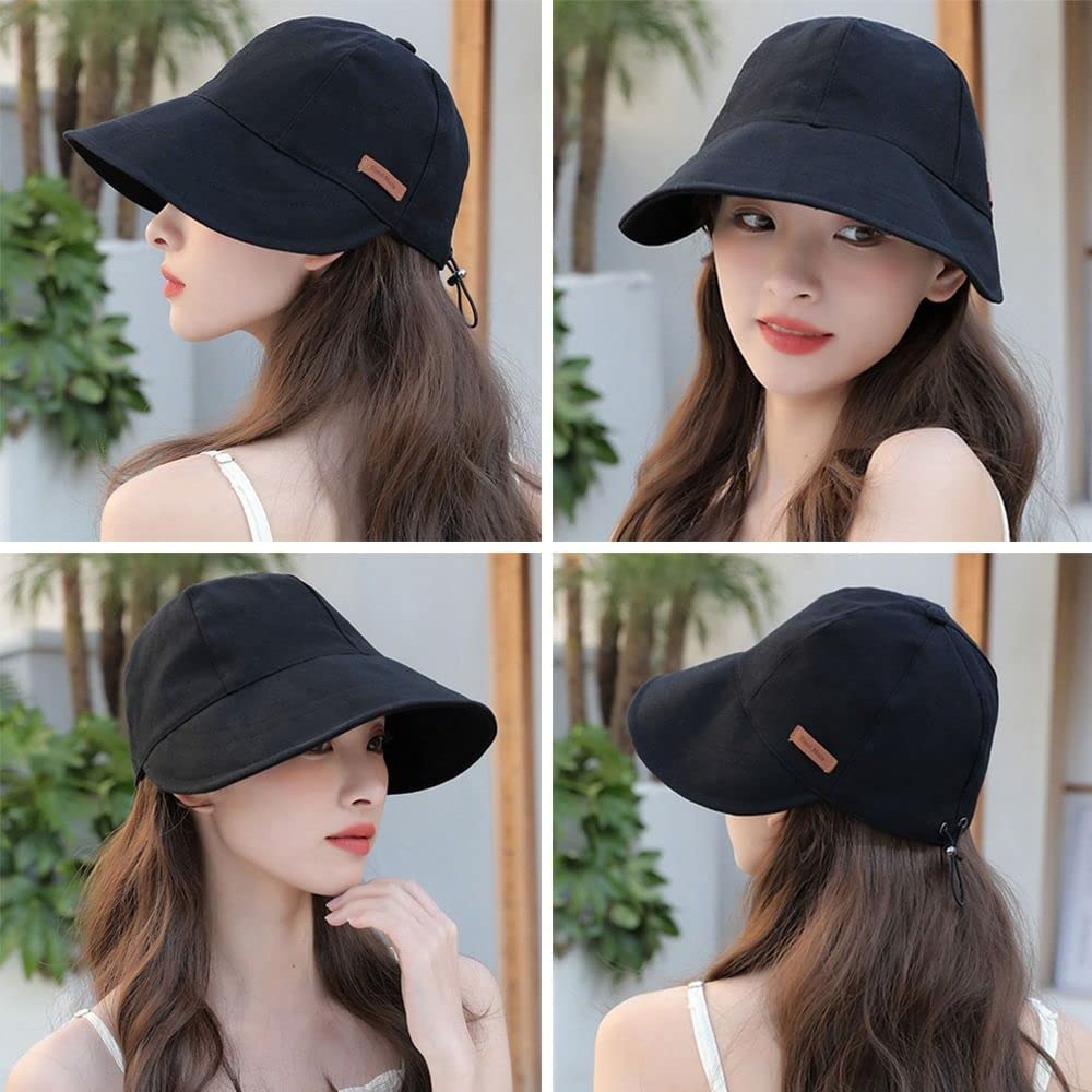 Summer Uv Protection Hat Women Wide Brim Beach Sunhat Anti-Uv Adjustable Cooling Foldable Fishing Cycling Travel Visor Hat