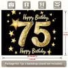 Happy 75th Birthday Golden & Gold Design, 1pc Polyester Party Backdrop Banner, Photo Booth Background, Wall Decor