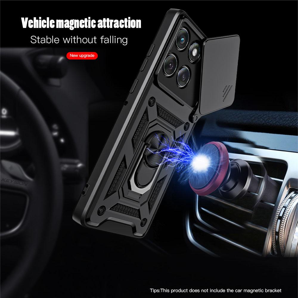 KEYSION Shockproof Case for Motorola Edge 60 Fusion 5G Slide Camera Protection Ring Stand Phone Cover for MOTO Edge 60 Fusion 5G