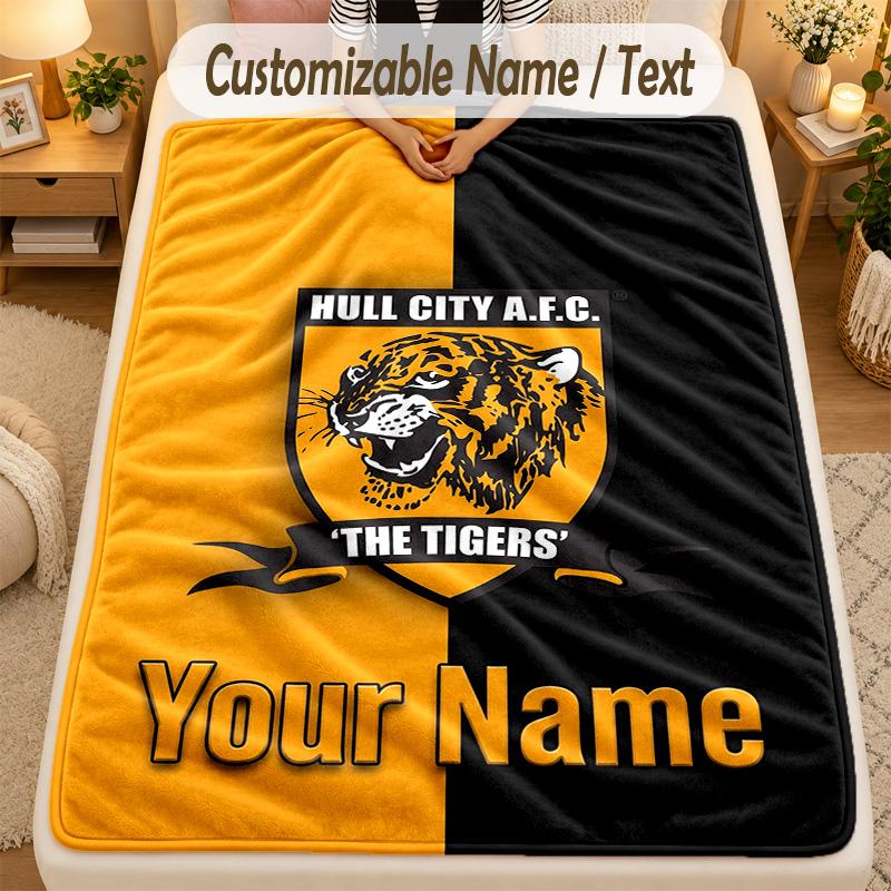 Flannel BlanketHull FC Custom Name Text Personalized Soft Warm Throw Blanket Home Decor Gift