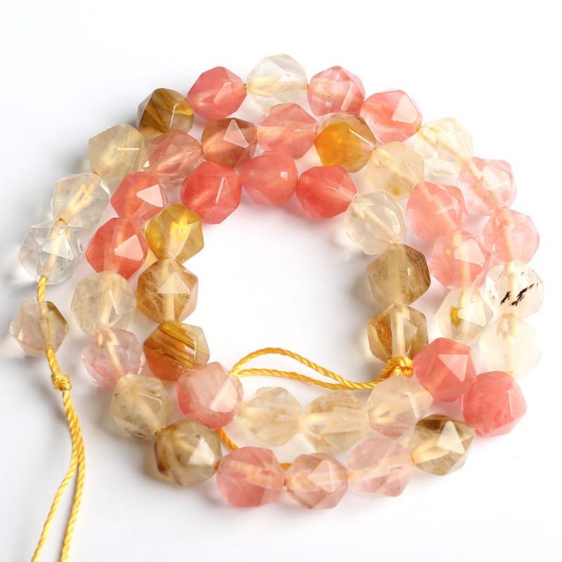 4/6/8/10/12mm Natural Faceted Pink Green Chalcedony Jades Stone Round Beads for Jewelry Making 15''