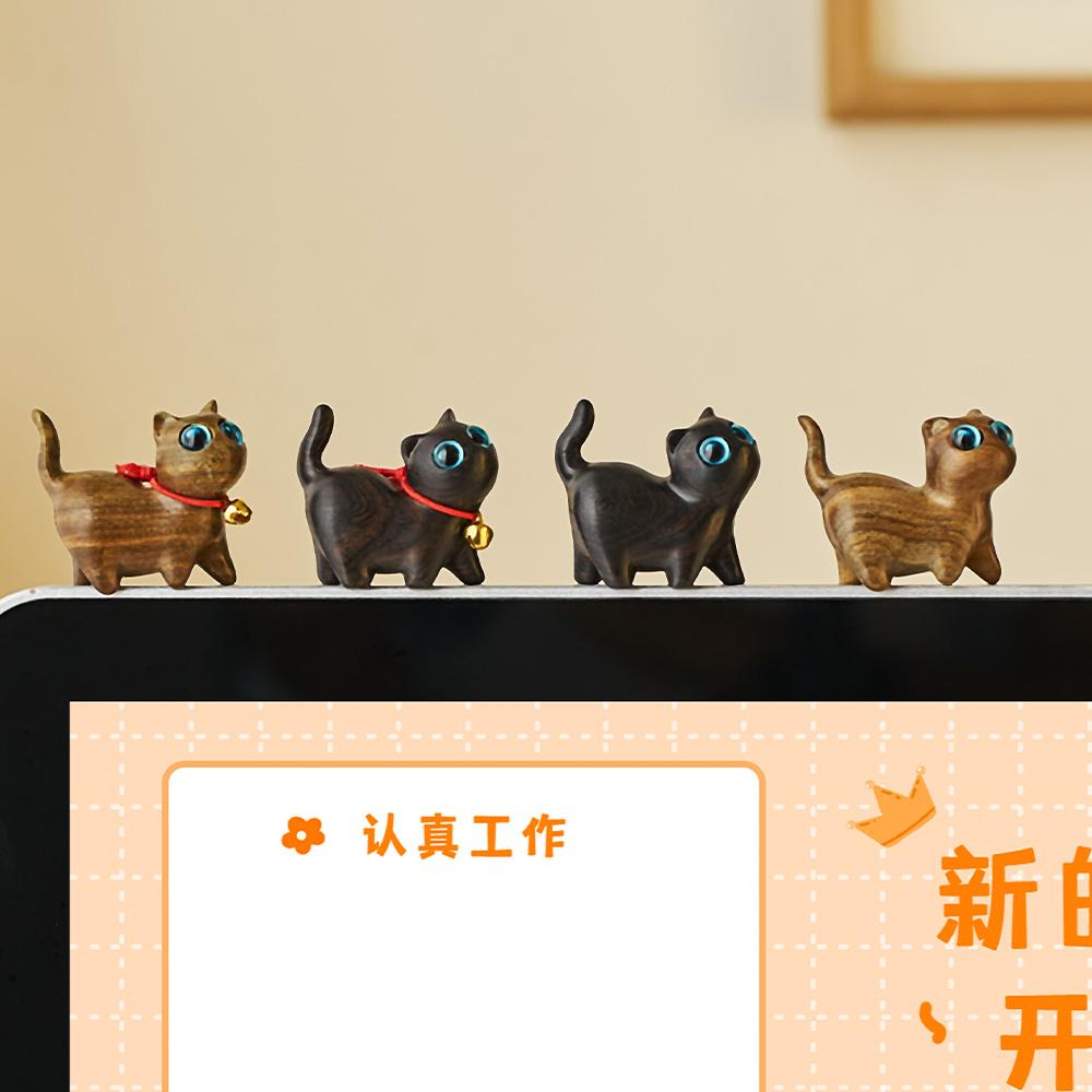 Creative Gift Office Desk Sculpture Decorative Figurines Home Accessories  Home Kawaii Wood Cat Statue Mini Desktop Decoration