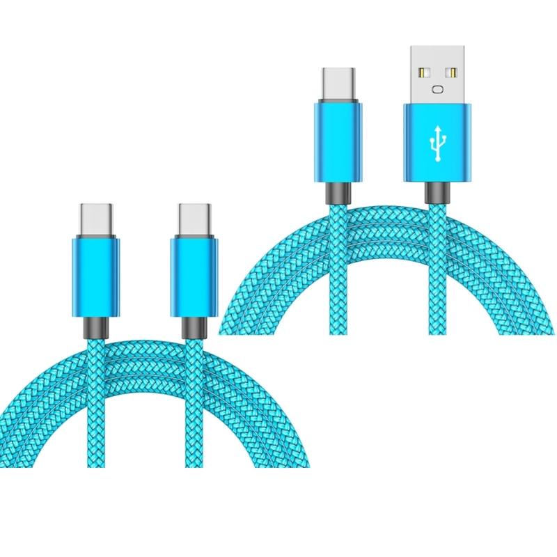 Braided Phone Chargers Cables USB C Fast Charge 3A Power Delivery 100W 480Mbps Data Transfer for Multiple Devices