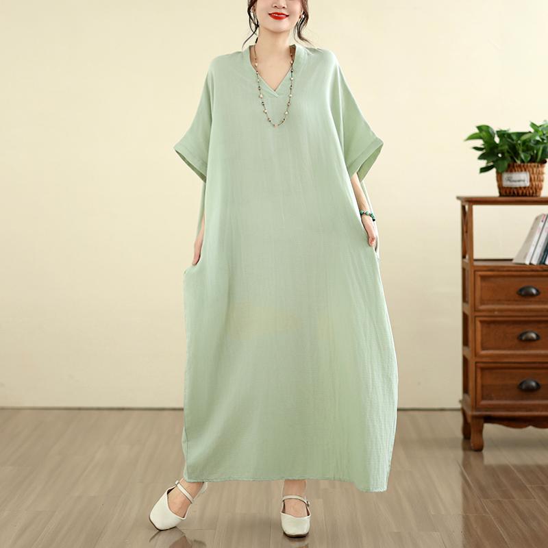 DIMANAF New 2026 Women Plus Size Summer Casual Sundress Long Dress Cotton Loose Oversize Maxi Beach Solid Elegant Lady Holiday
