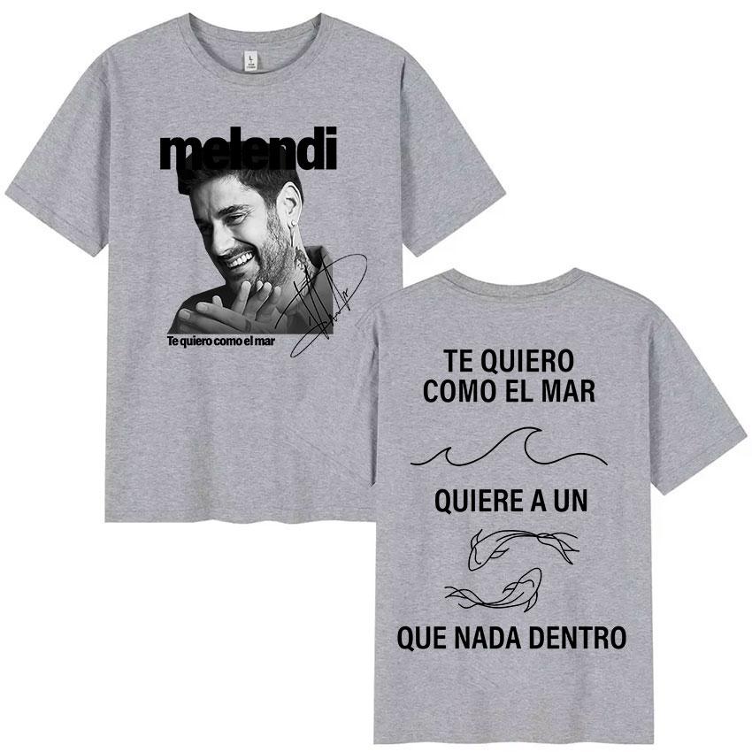 Rapper Melendi Tour Album Graphic T Shirt Men's Retro High Quality Cotton T-shirts Hip Hop Clothing Oversized T-shirt Streetwear