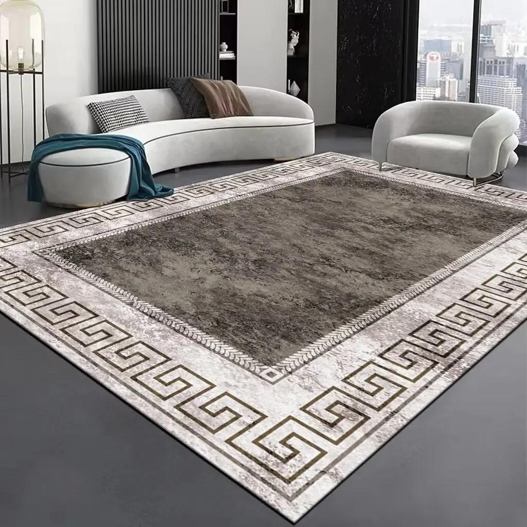 Nordic Modern High-end Living Room Carpet Luxury Grey Home Decoration Bedroom Large Area Rugs Elastic Washable Non-slip Door Mat