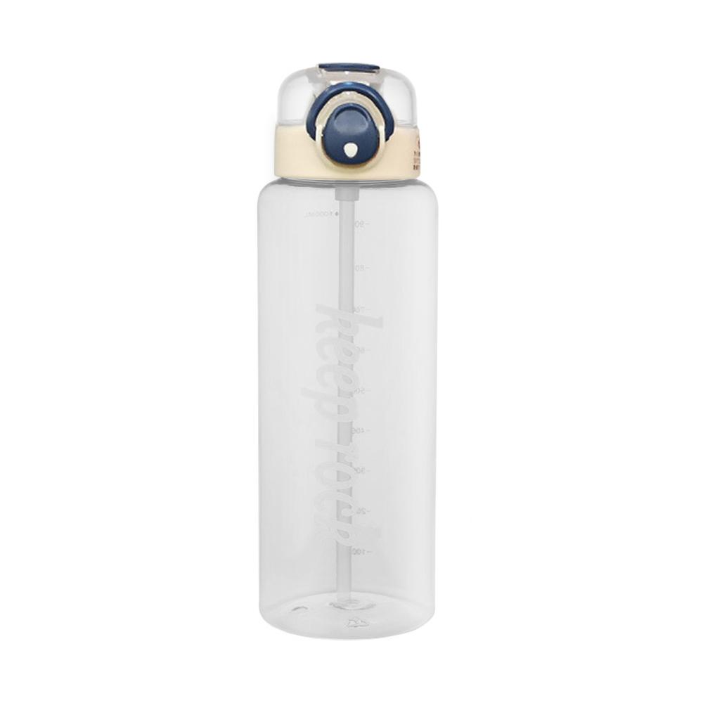 1 Liter Motivations-Wasserflasche mit Strohhalm-Mundstück Mit Zeitmarkierung Auslaufsichere Sport-Wasserflasche Für Fitnessstudio Camping Tour