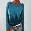 Knitted Women Sweater Print O-neck Long Sleeve Casual Loose Sweaters Female Winter Elegant Trendy Ladies Clothes