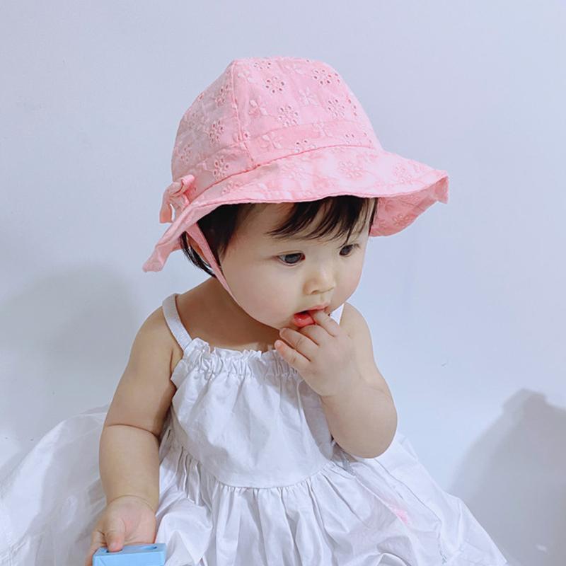 Cute Flower Baby Girl Bucket Hat Breathable Big Brim Cotton Infant Sun Hats Outdoor Travel Casual Toddler Fisherman Cap