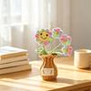Crochet Sunflower Potted Plant in Brown Vase for Shelf Table Home Decor
