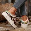 Vintage Leopard Print Women's Platform Snow Boots Anti Slip Warm Plush Ankle Boots Women Thick Sole Cotton Padded Shoes Woman