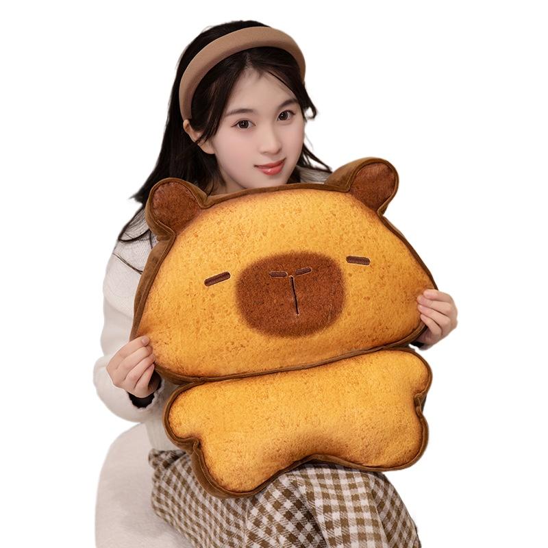 Kawaii Plush Biscuit Capybara Throw Pillow Cute Capibara Cake Cookie Toast Keychain Sofa Cushion Nap Sleeping Toys Birthday Gift
