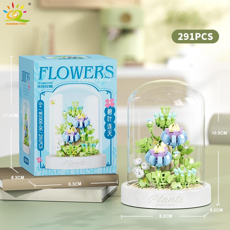 MOC Flower Display Box Micro Building Block MOC Mini Flower Mini Diamond Model Brick Toy for Children Desk Decoration