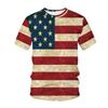 3D Printed Patriotic Flag Design Unisex Round Neck Casual Short Sleeve T-Shirt Youth Wear