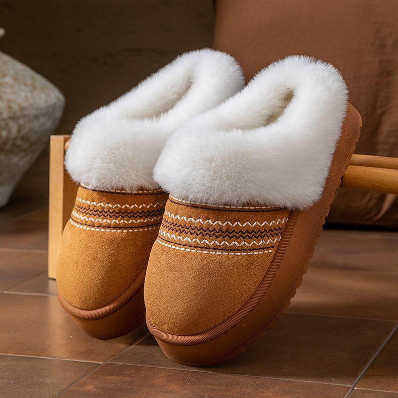 Winter indoor non-slip home thick bottom plush thickened warm slippers home women s versatile comfortable cotton mop 36-37