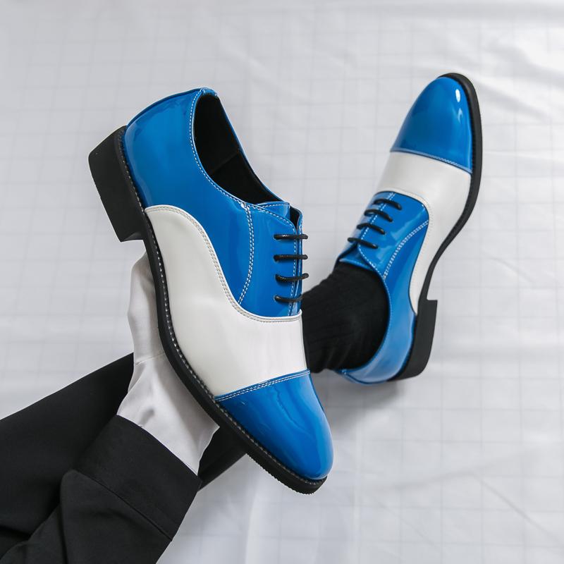Men Oxfords Dress Brogues Derbys Formal Business Blue Red Leather Shoes Tuxedo Wedding Shoes Over Sized