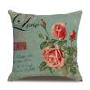 Linen Pillowcase American Rustic Rose Sofa Cushion Cover Retro Style Car Home Soft Decoration