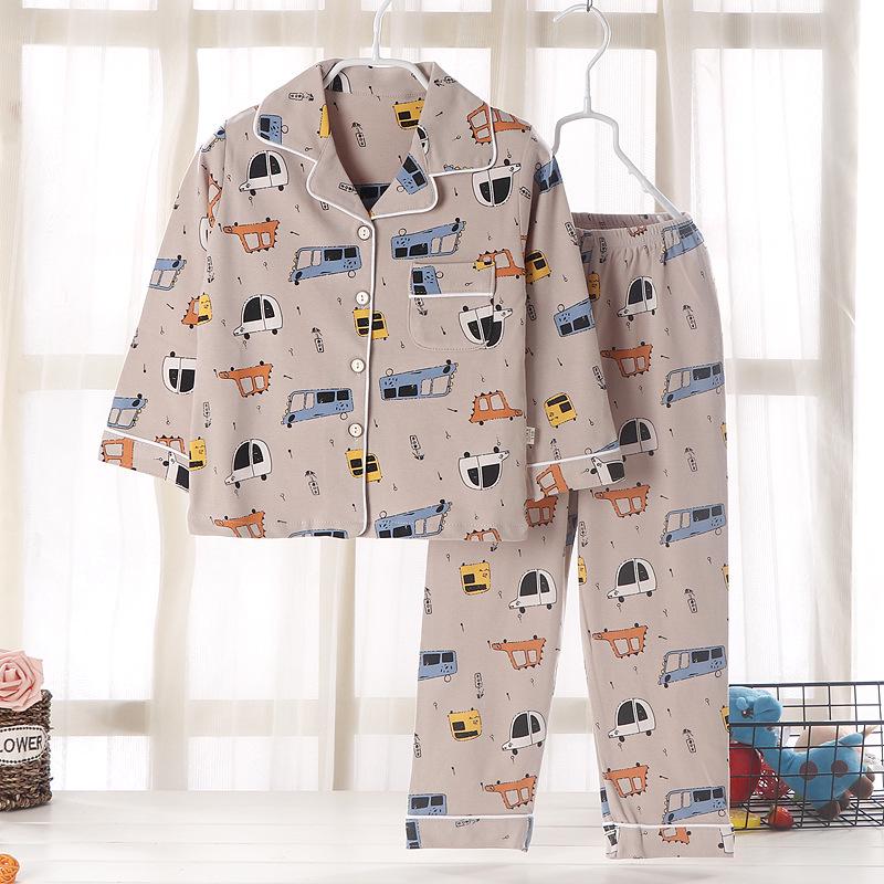 2026 Children's Cotton Spring/Autumn Casual Pajama Set - Open Front, Two-Piece for Older Kids