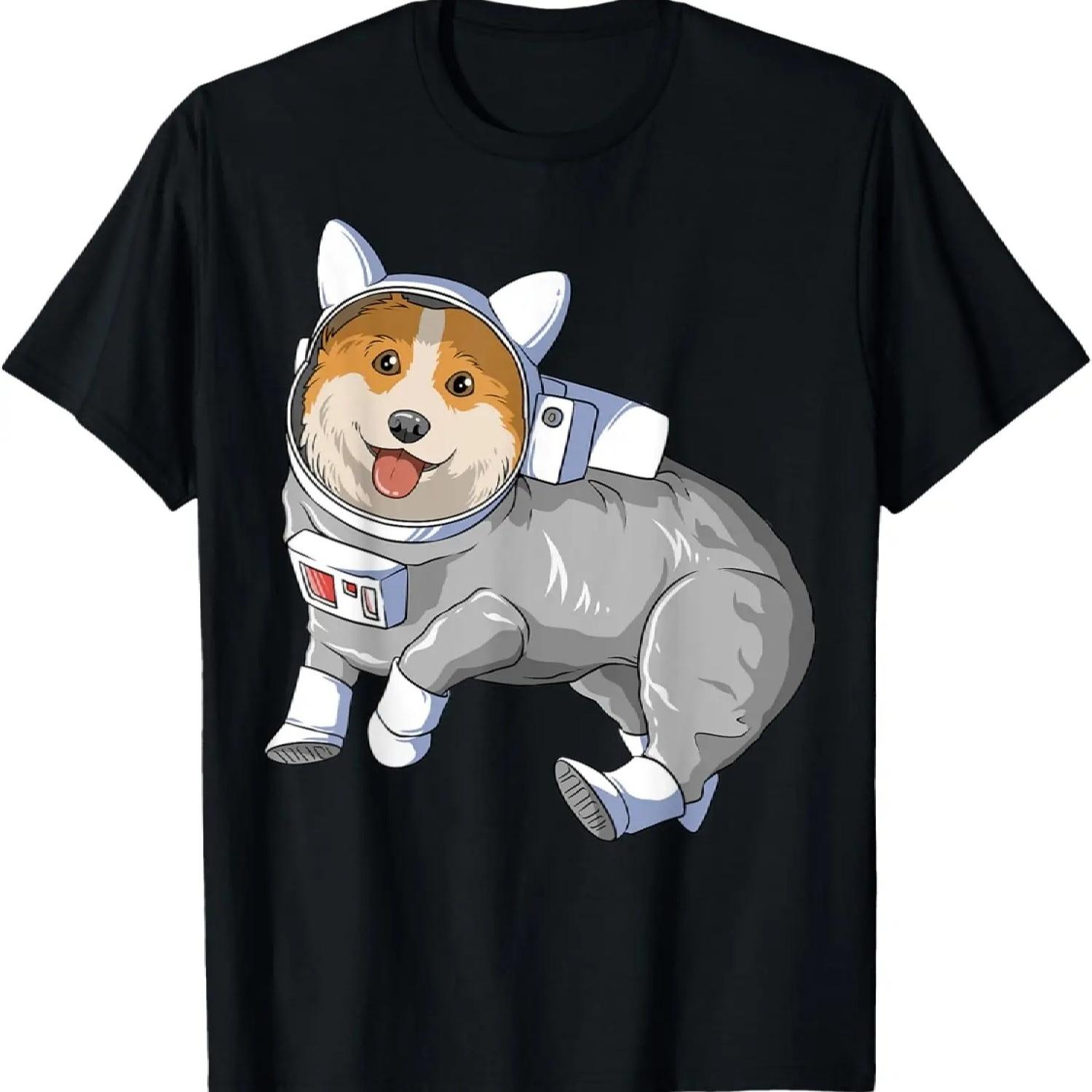 Astronaut Dog Outer Space Dog in Space Astronomy Lovers T-Shirt S чёрный