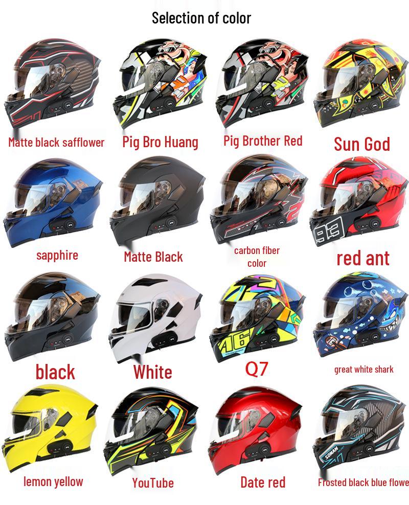 Cool Ride Treasure Bluetooth Full-Face Flip-Up Motorcycle Helmet with Dual Lens and FM Radio