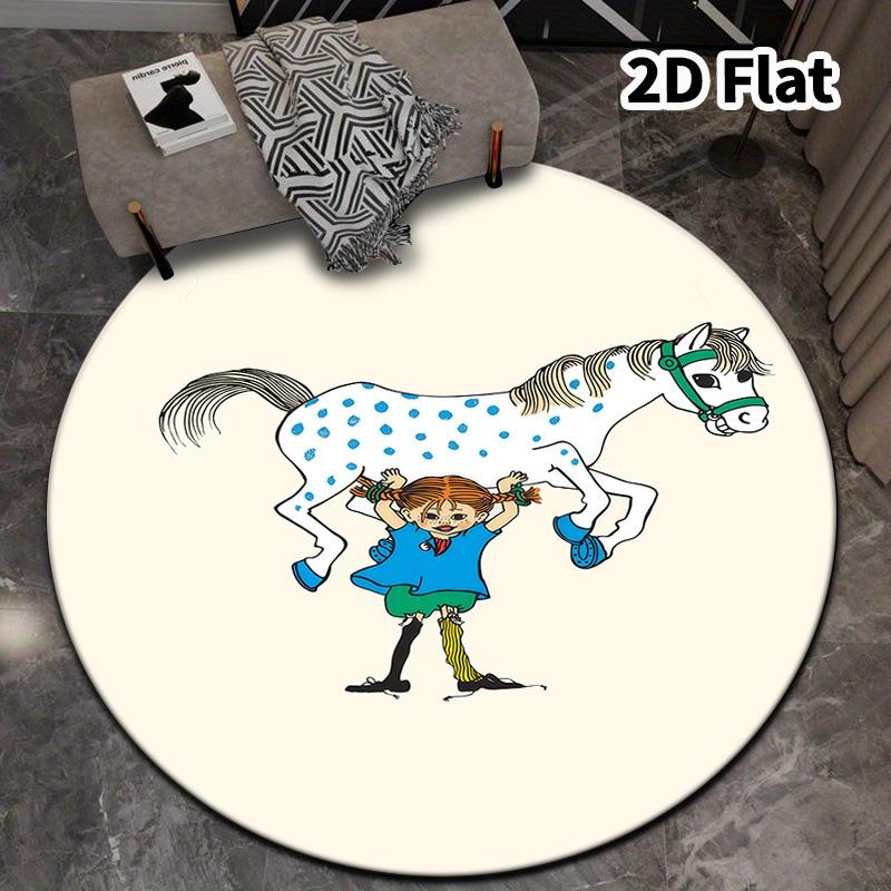 Pippi Round Area Rug Carpet Rug For Living Room Bedroom Sofa Playroom Decor Nonslip Floor Mat
