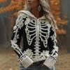 Womens Cozy Oversized Hooded Sweater With 3D Christmas Snowman Print Soft Knit Pullover Winter