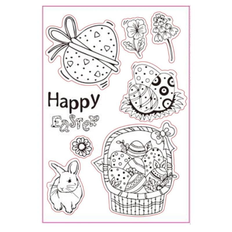 Metal Cutting Dies Clear Stamps Easter Rabbit Eggs Scrapbooking Album Photo Journal DIY Craft Card Making Home Decors