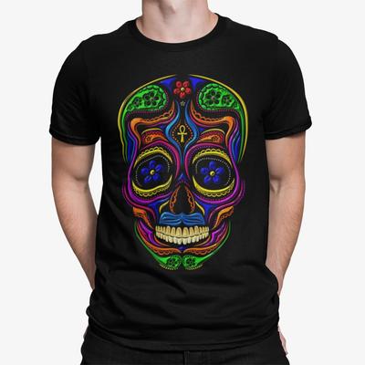 Halloween Sugar Skull Day of the Dead T-Shirt, Gothic Festival Calavera Tee