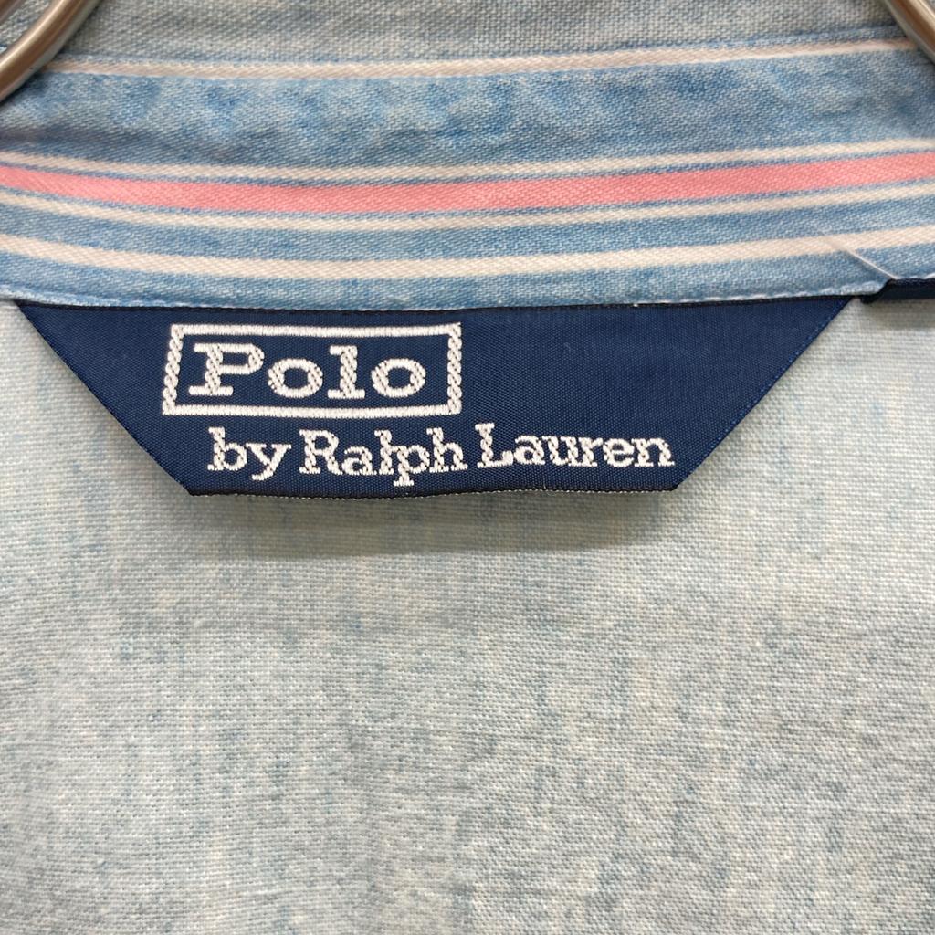 POLO RALPH LAUREN PMES-3402 Collar Stripe Chambray Zip-Up Jacket 90 Light blueUsed