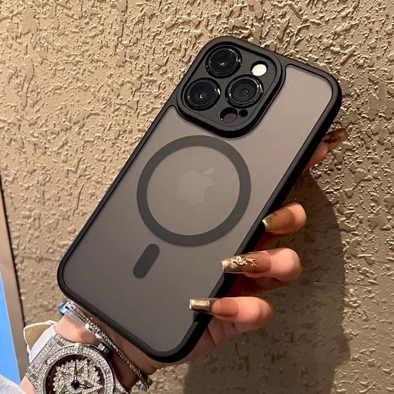 Luxury Matte Case For iPhone 17 16 15 14 11 Pro Max Plus 16Pro 15Pro 14Pro Magsafe Mag Safe Charge Anti-fingerprint Cover