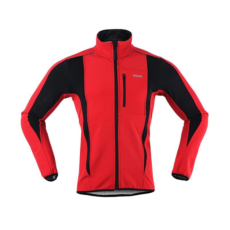 ARSUXEO Veste de cyclisme d'hiver coupe-vent doublée polaire 3 couches pour homme Vêtement d'extérieur chaud pour le sport en extérieur
