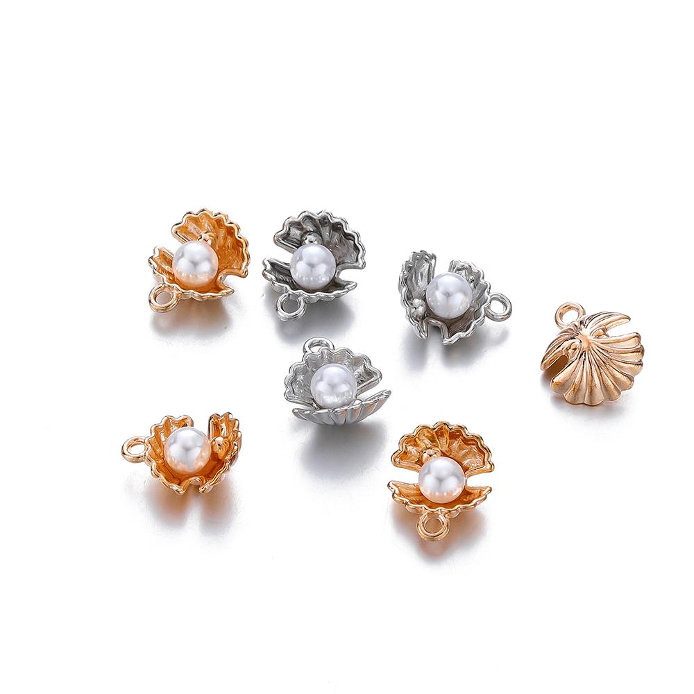 10Pcs Ocean Starfish Shell Charms With Imitation Pearl Pendants For Necklace Bracelet Pendants DIY Jewelry Making Accessories