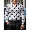 Camisa de Manga Larga con Lunares Grandes para Hombre, Camisa de Negocios con Cuello, Top Versátil Casual Europeo y Americano para Hombre