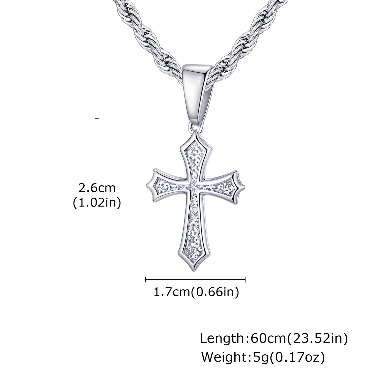 Personality Stainless Steel Cross Pendant Necklace for Men Boys, Retro Religious Faith Prayer Jewelry Gift