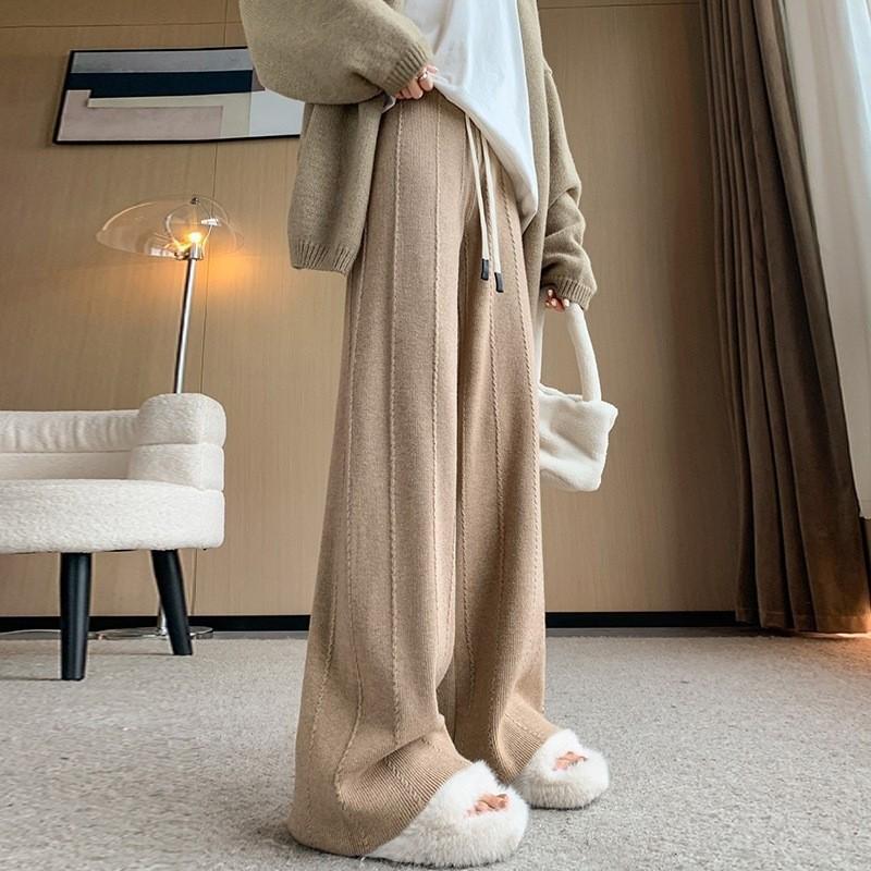 

Вязаные брюки с широкими штанинами на кулиске в стиле ретро, мягкой вязки «косичка», осень/зима 2025 One Size